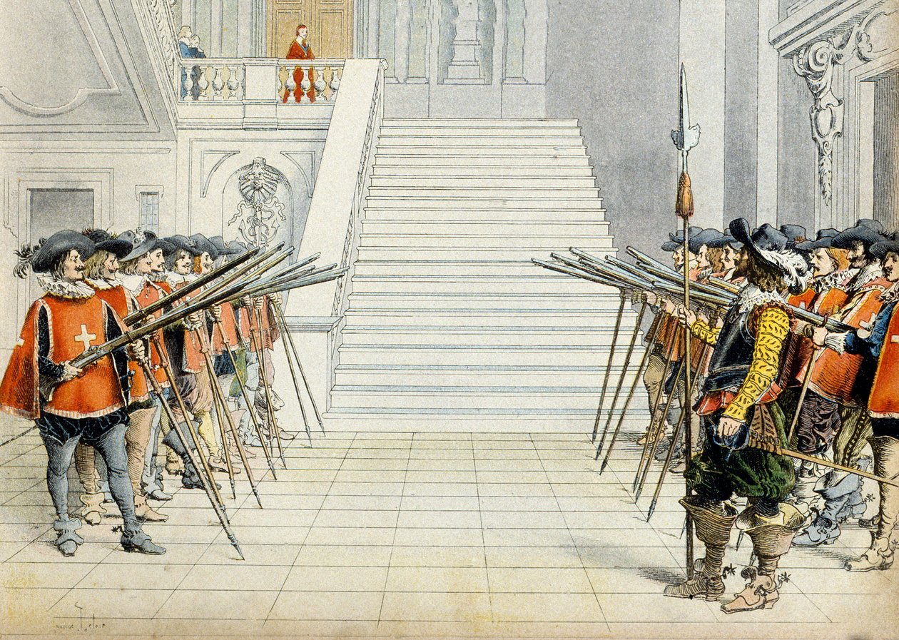 Franciaország története: Richelieu bíboros gárdája (Armand Jean du Plessis alkotó: Maurice Leloir