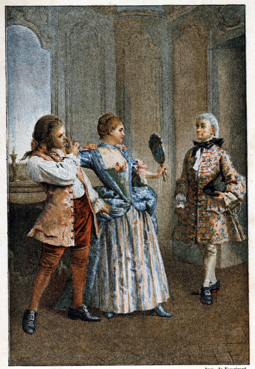 Le Miroir - Prevost abbé (1697-1763), francia író „Manon Lescaut és a Chevalier Des Grieux története” című művében. Metszet Maurice Leloir rajzai alapján (1885). alkotó: Maurice Leloir