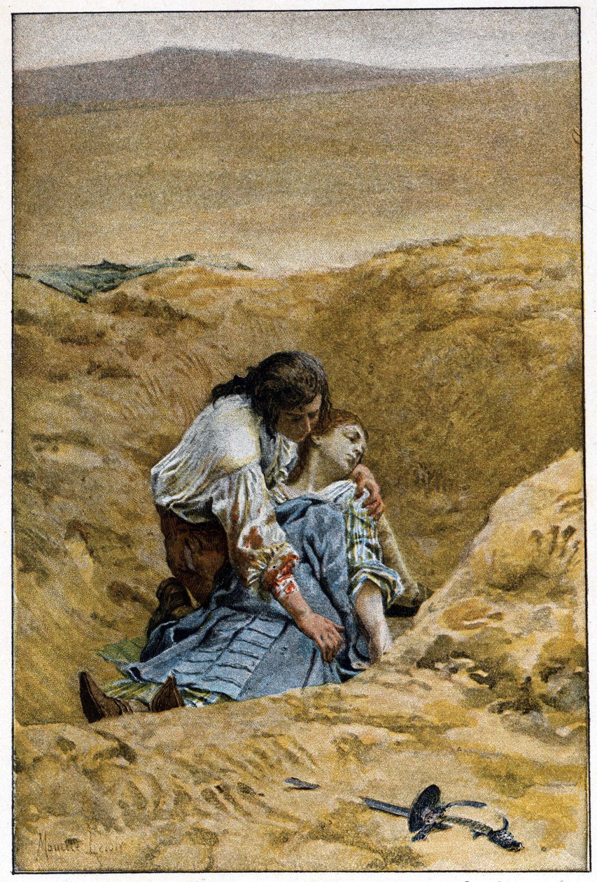 Prevost (1697-1763) francia író „Manon Lescaut és a Chevalier Des Grieux története” című művében. Metszet Maurice Leloir rajzai alapján (1885). alkotó: Maurice Leloir