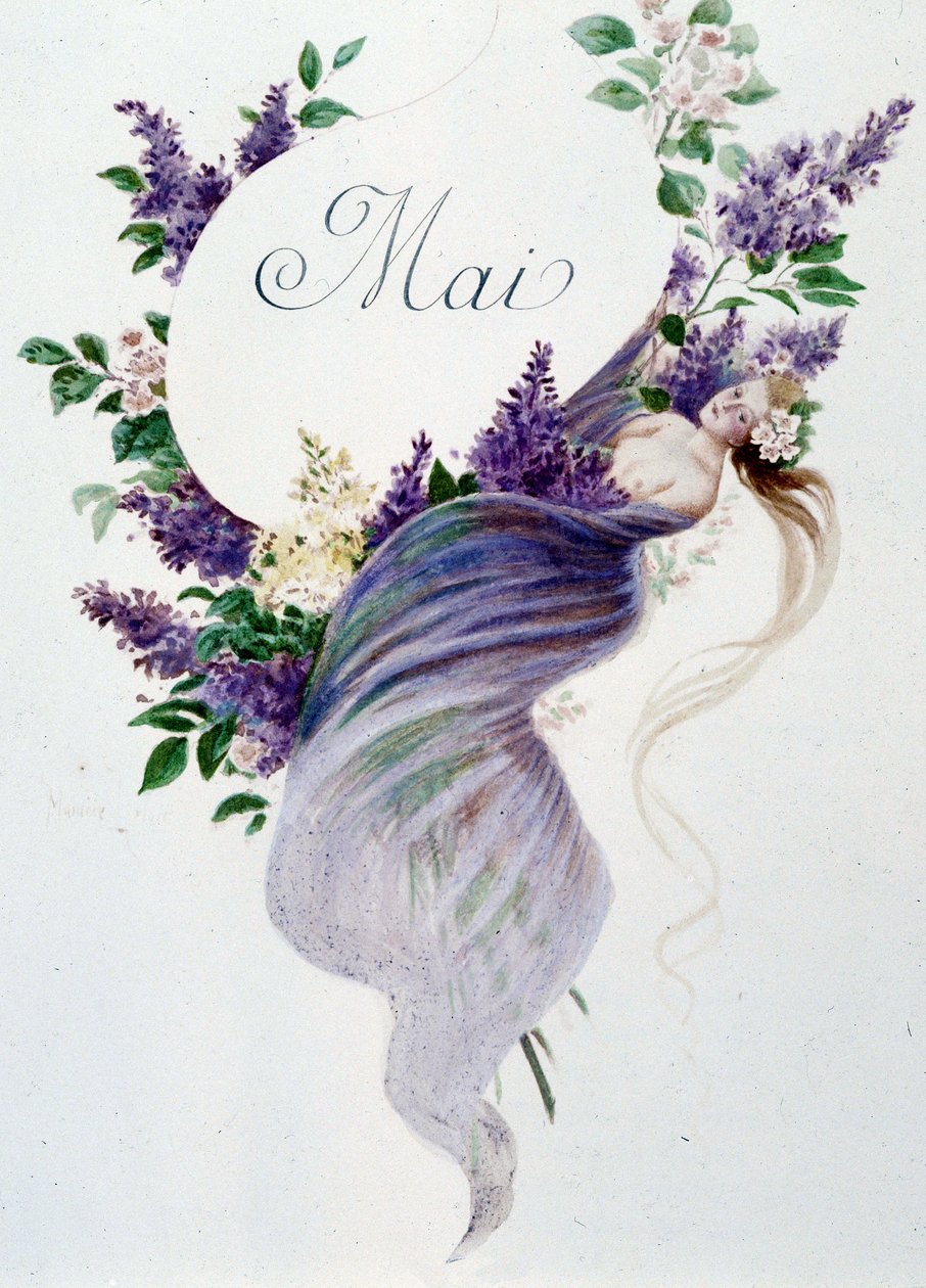 Május „A hónap dala” Jérôme Doucet, illusztráció - Maurice Leloir, szerk. Reims 1904. L. Michaud alkotó: Maurice Leloir