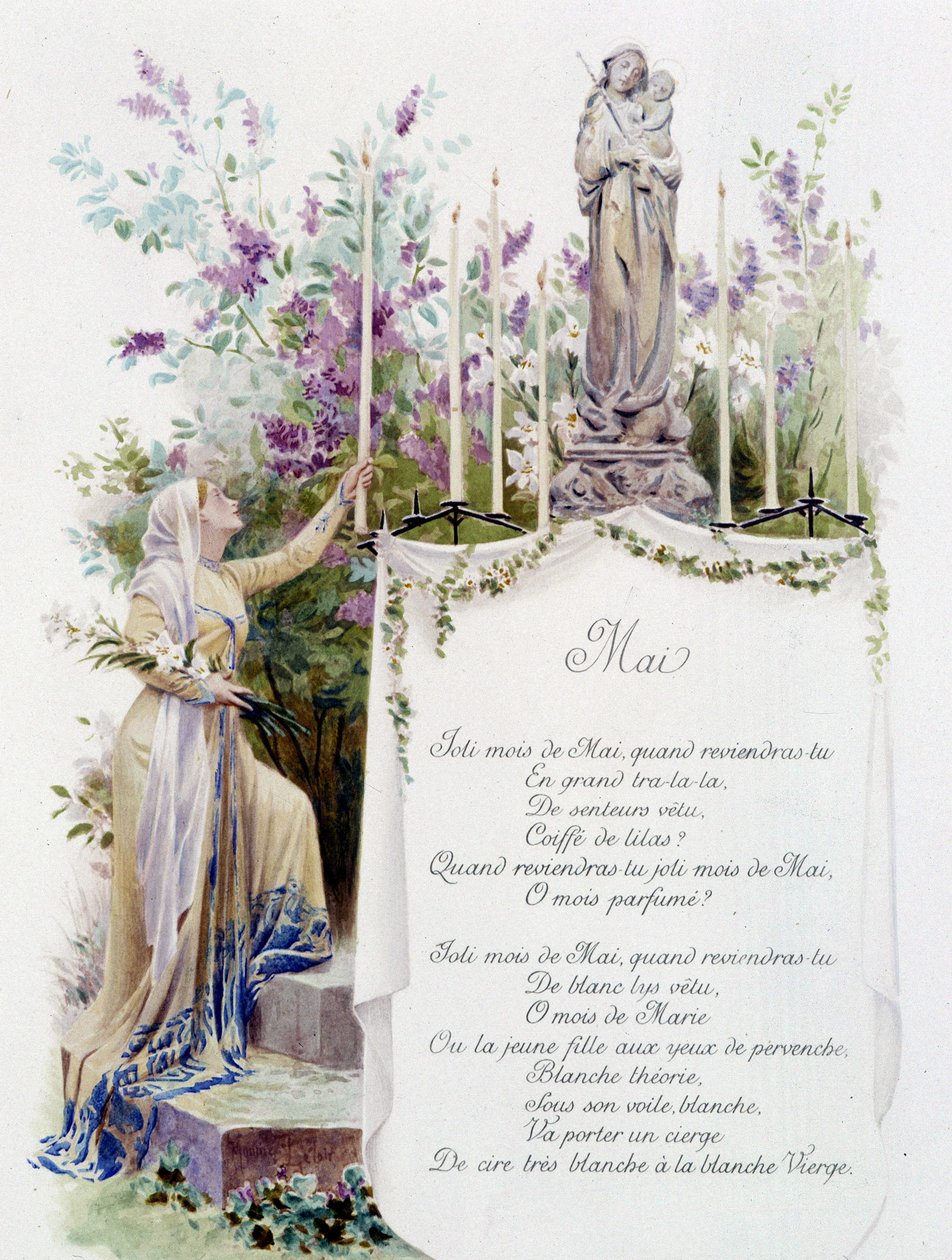 Május „A hónap dala” Jérôme Doucet, illusztráció - Maurice Leloir, szerk. Reims 1904. L. Michaud alkotó: Maurice Leloir