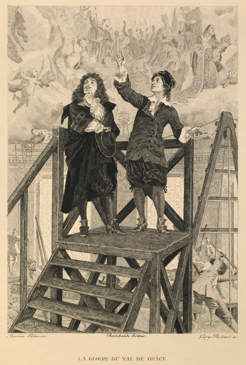 Pierre Mignard megmutatja Moliere-nek a Val de Grace freskókat. alkotó: Maurice Leloir
