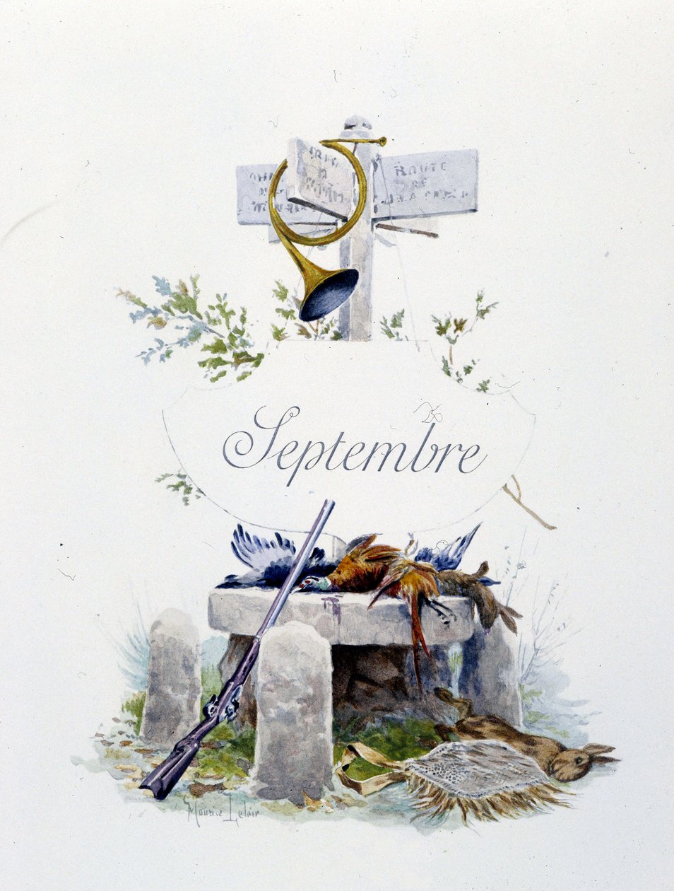 Szeptember „A hónap dala”, Jérôme Doucet, illusztráció - Maurice Leloir, szerk. Reims 1904. L. Michaud alkotó: Maurice Leloir