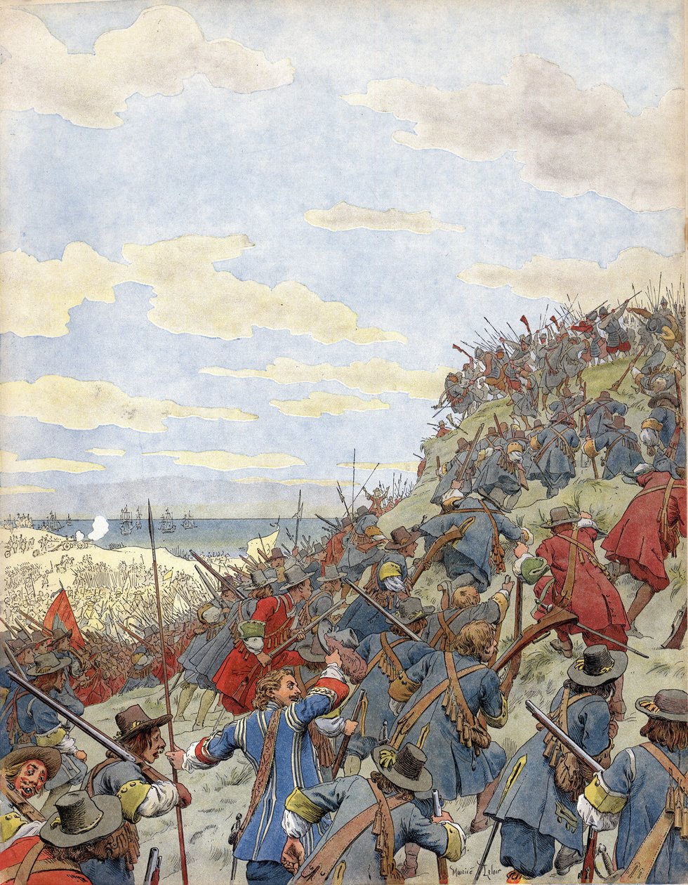 A dűnék csata (Dunkirk közelében) alkotó: Maurice Leloir