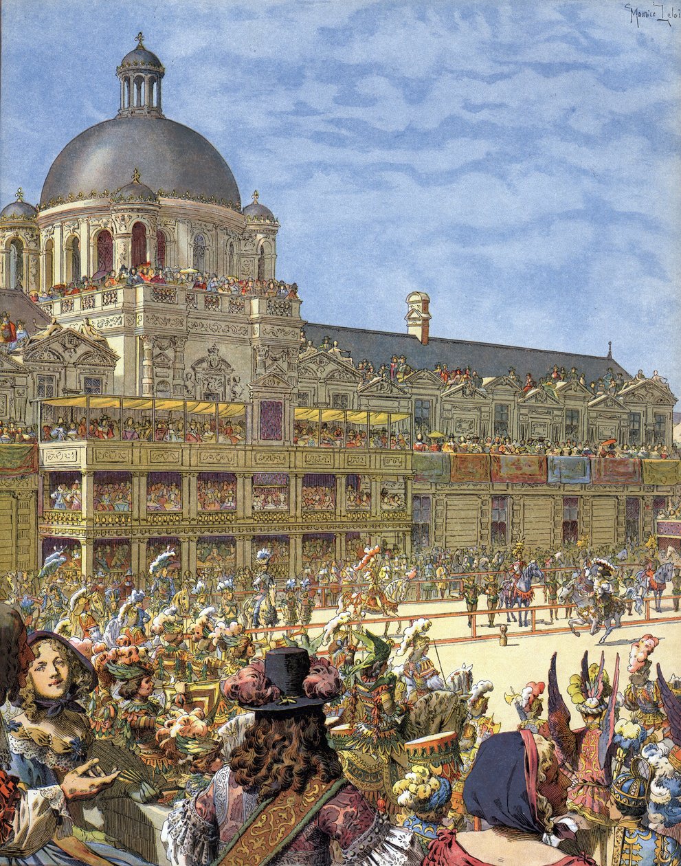 A Királyi körhinta (lovagtorna), amelyet 1662-ben adtak át a párizsi Palais des Tuileries előtt, XIV. Lajos alatt, Le Roi-Soleil (Soleil király vagy Nagy Lajos) néven. alkotó: Maurice Leloir