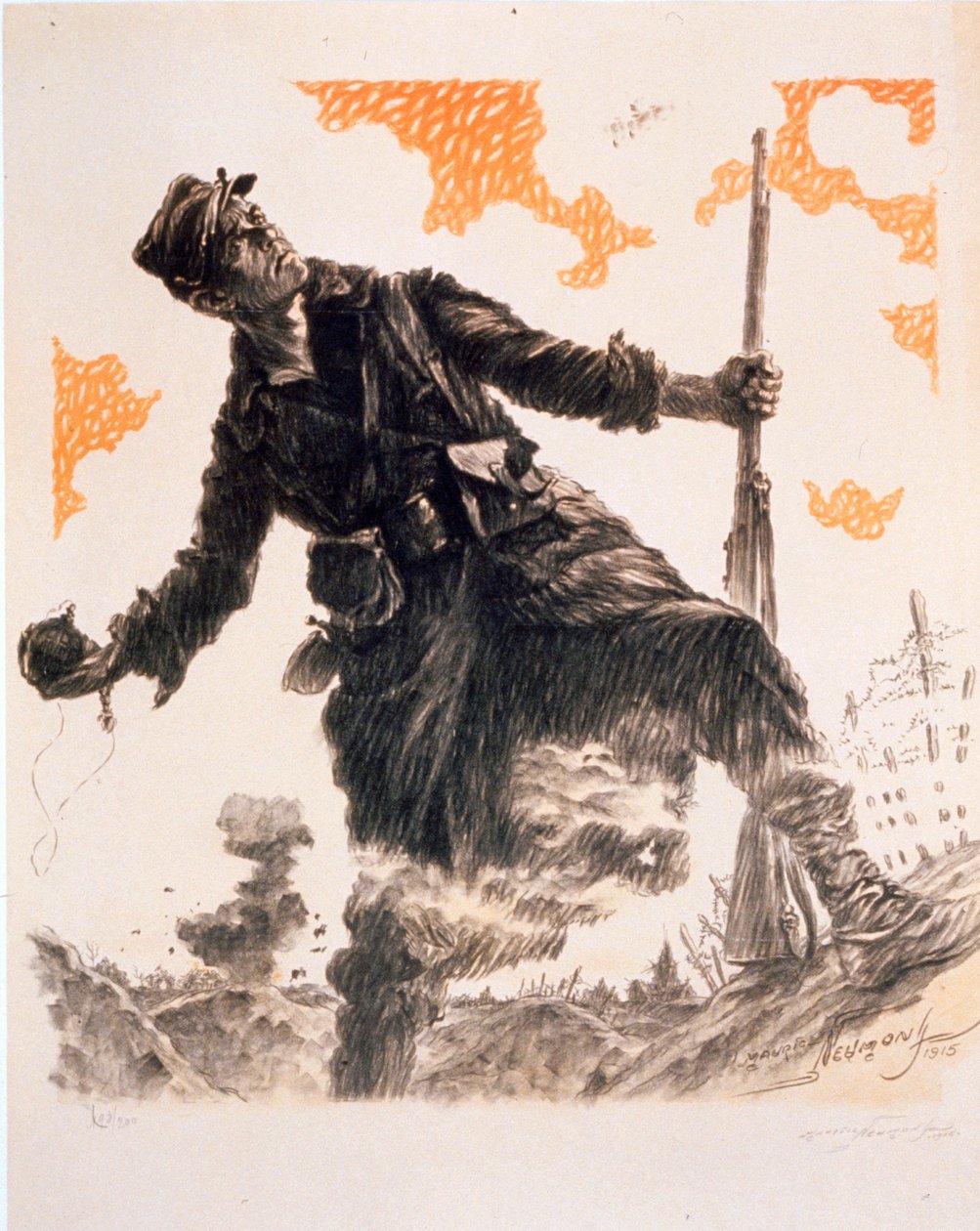 Az első világháború francia propagandaplakátja a hajasok napja. 1915. december 25. és 26., kocsma. 1915 alkotó: Maurice Louis Henri Neumont