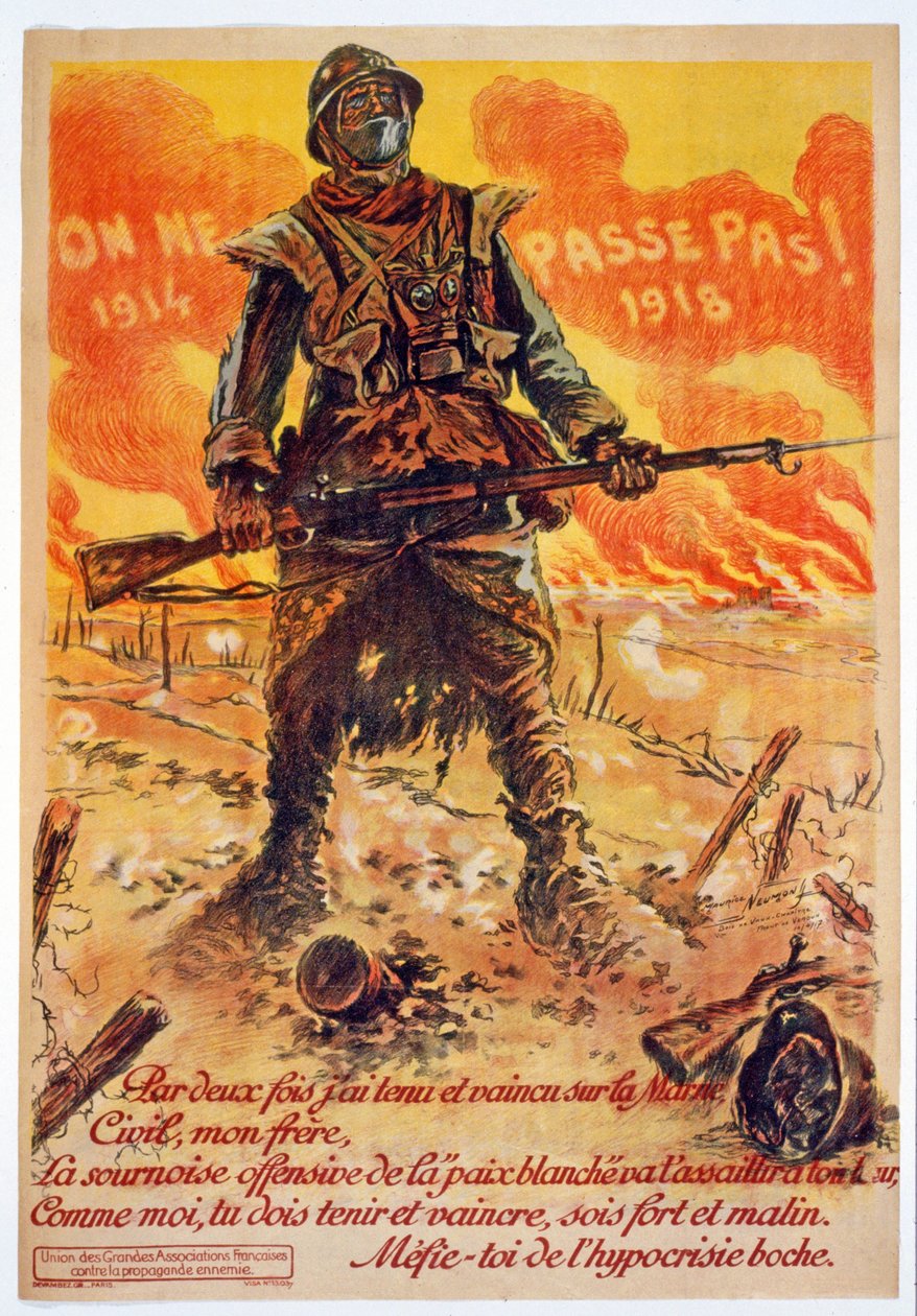 On ne passe pas, 1914-1918, nyomtatva Párizs, 1918 körül. alkotó: Maurice Louis Henri Neumont