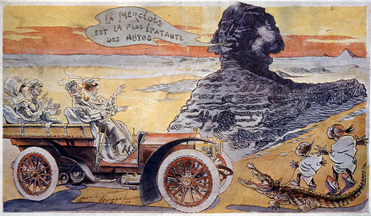 A Mercedes a legcsodálatosabb autó, 1900 körül (illusztráció) alkotó: Maurice Neumont
