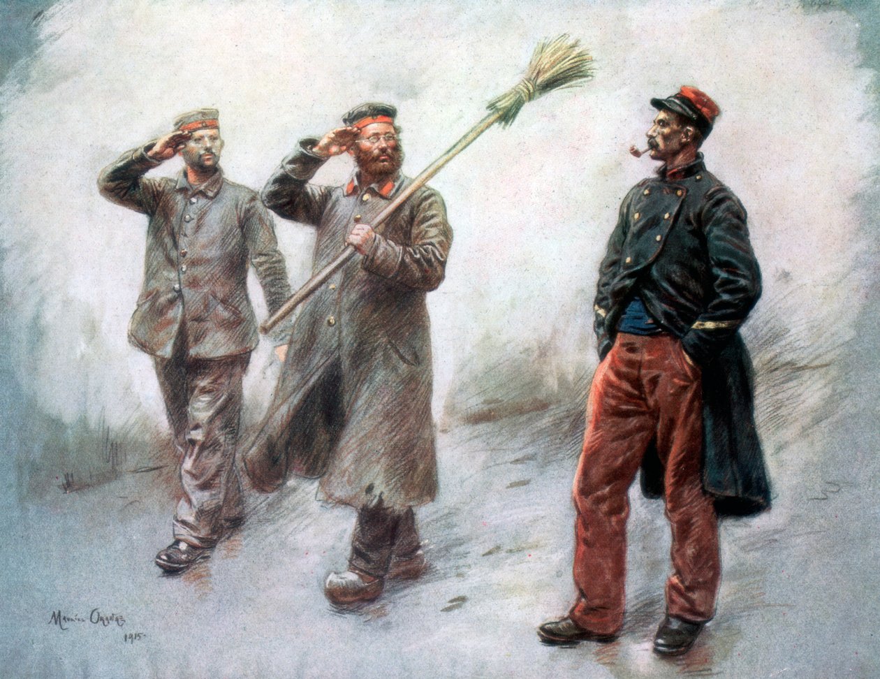 „Fáradtsági szolgálat a főhadiszálláson”, német foglyok Dinanban, 1915, 1926 alkotó: Maurice Orange