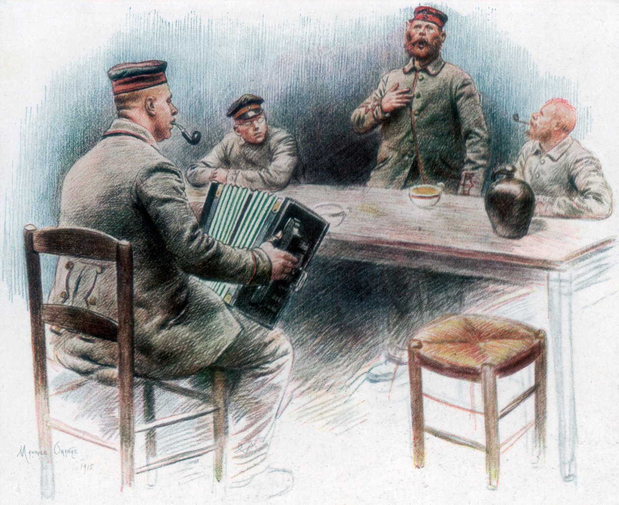 „Szentimentális ballada a kantinban”, német hadifoglyok a franciaországi Dinanban, 1915, 1926 alkotó: Maurice Orange