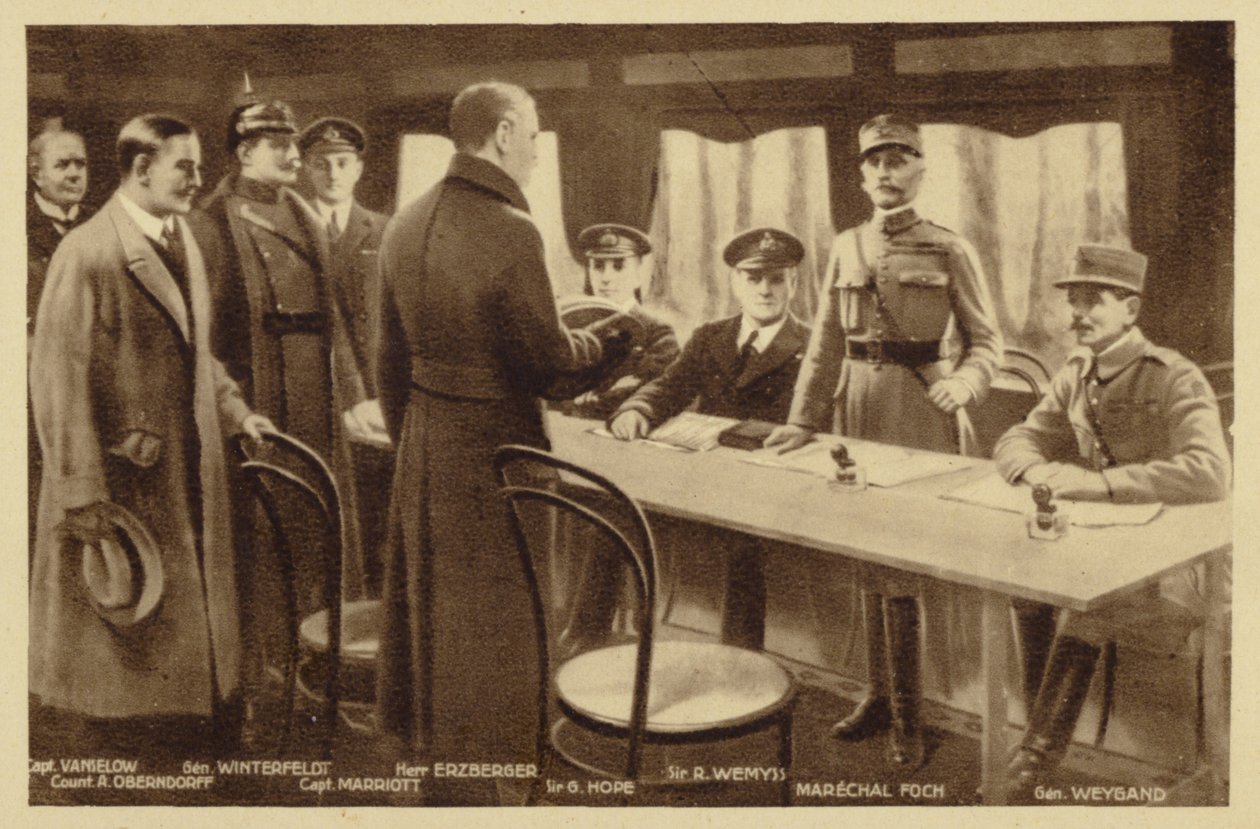 Gyülekezés a fegyverszüneti szerződés aláírására (litho) alkotó: Maurice Pillard Verneuil