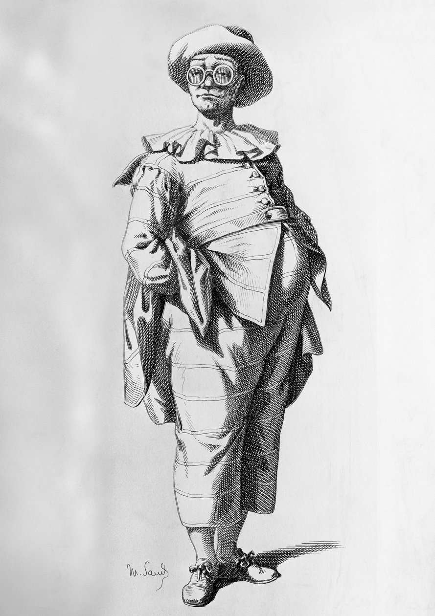 Tartaglia, illusztráció Carlo Gozzi (1720-1806) "Szerelem három narancsért" című commedia dell