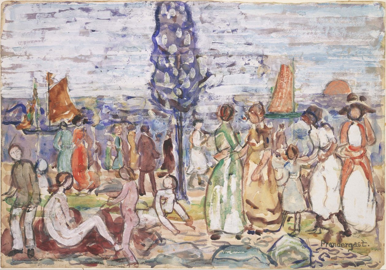 Strand kék fával alkotó: Maurice Prendergast