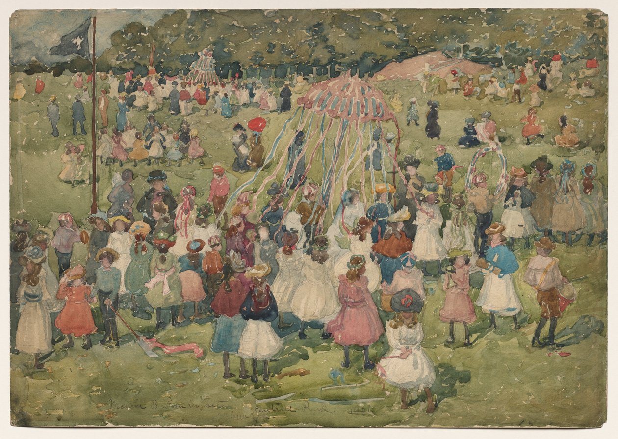 Május elseje, Central Park alkotó: Maurice Brazil Prendergast