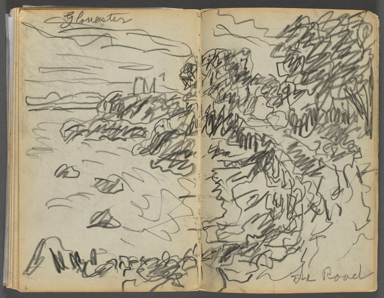 Vázlatkönyv- The Granite Shore Hotel, Rockport, 008. és 9. oldal: "Gloucester- Az út" alkotó: Maurice Prendergast