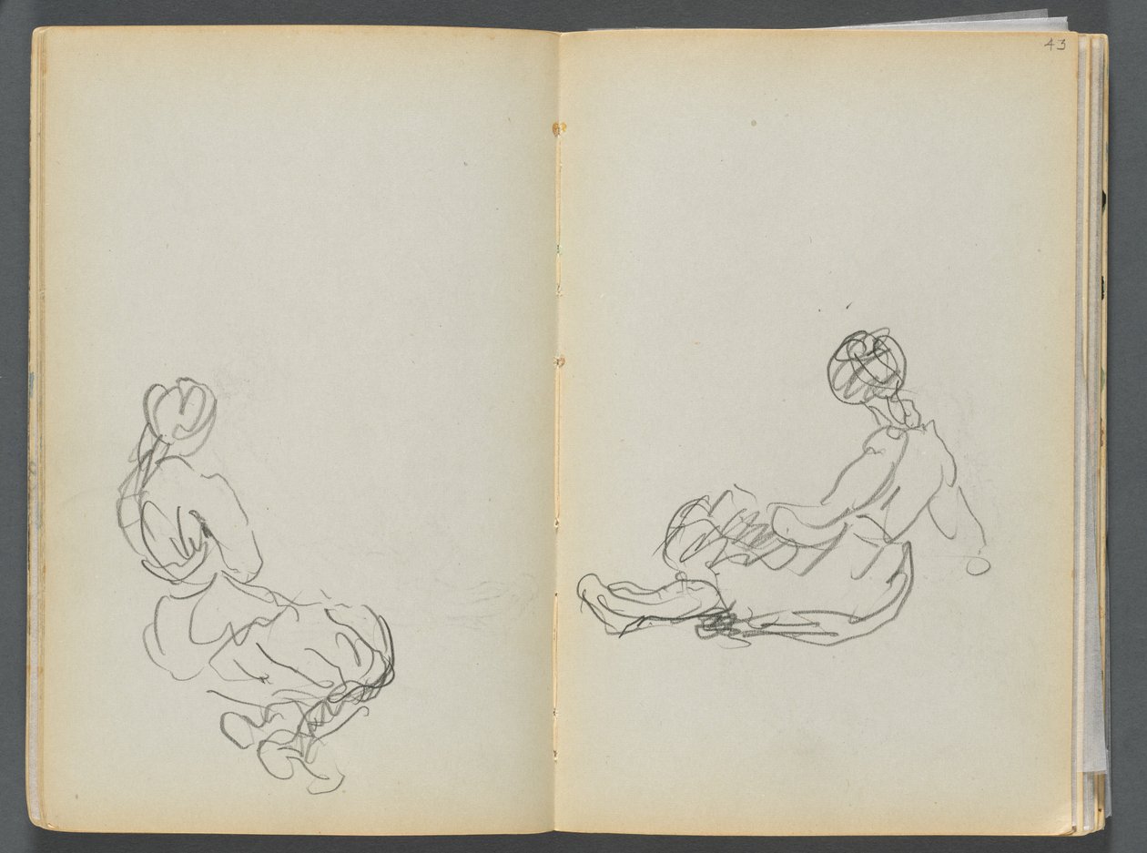 Vázlatfüzet- The Granite Shore Hotel, Rockport, 042. és 43. oldal: Két ülő női figura alkotó: Maurice Prendergast