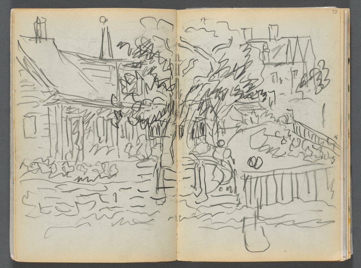 Vázlatkönyv- The Granite Shore Hotel, Rockport, 052. és 53. oldal: Házak és kertek alkotó: Maurice Prendergast