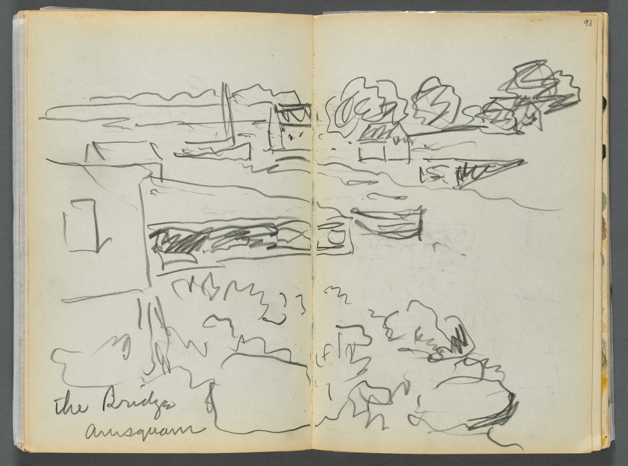 Vázlatkönyv- The Granite Shore Hotel, Rockport, 092. és 93. oldal: "The Bridge , Annisquam" alkotó: Maurice Prendergast
