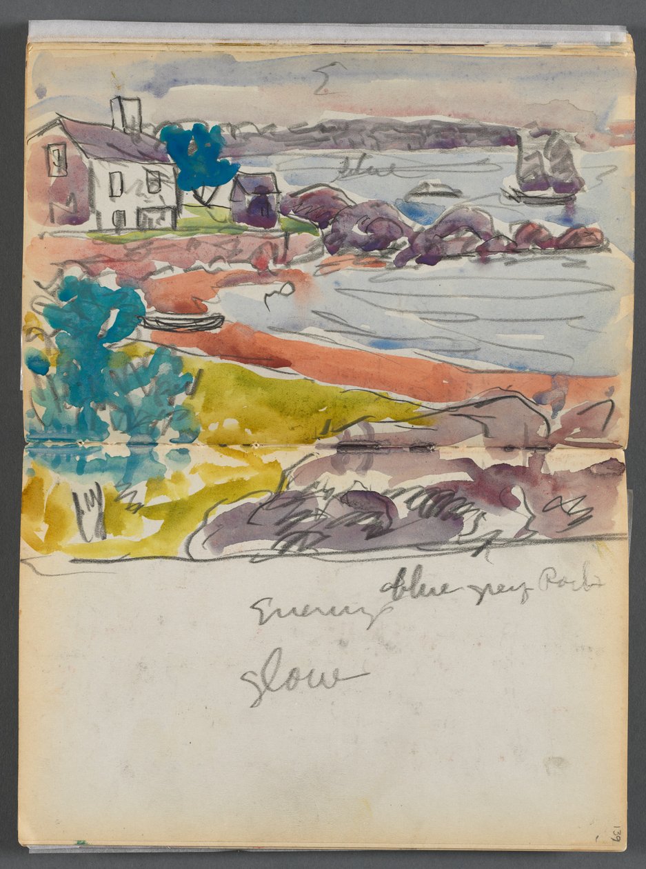 Vázlatkönyv- The Granite Shore Hotel, Rockport, 138. és 139. oldal: "Esti ragyogás" alkotó: Maurice Prendergast