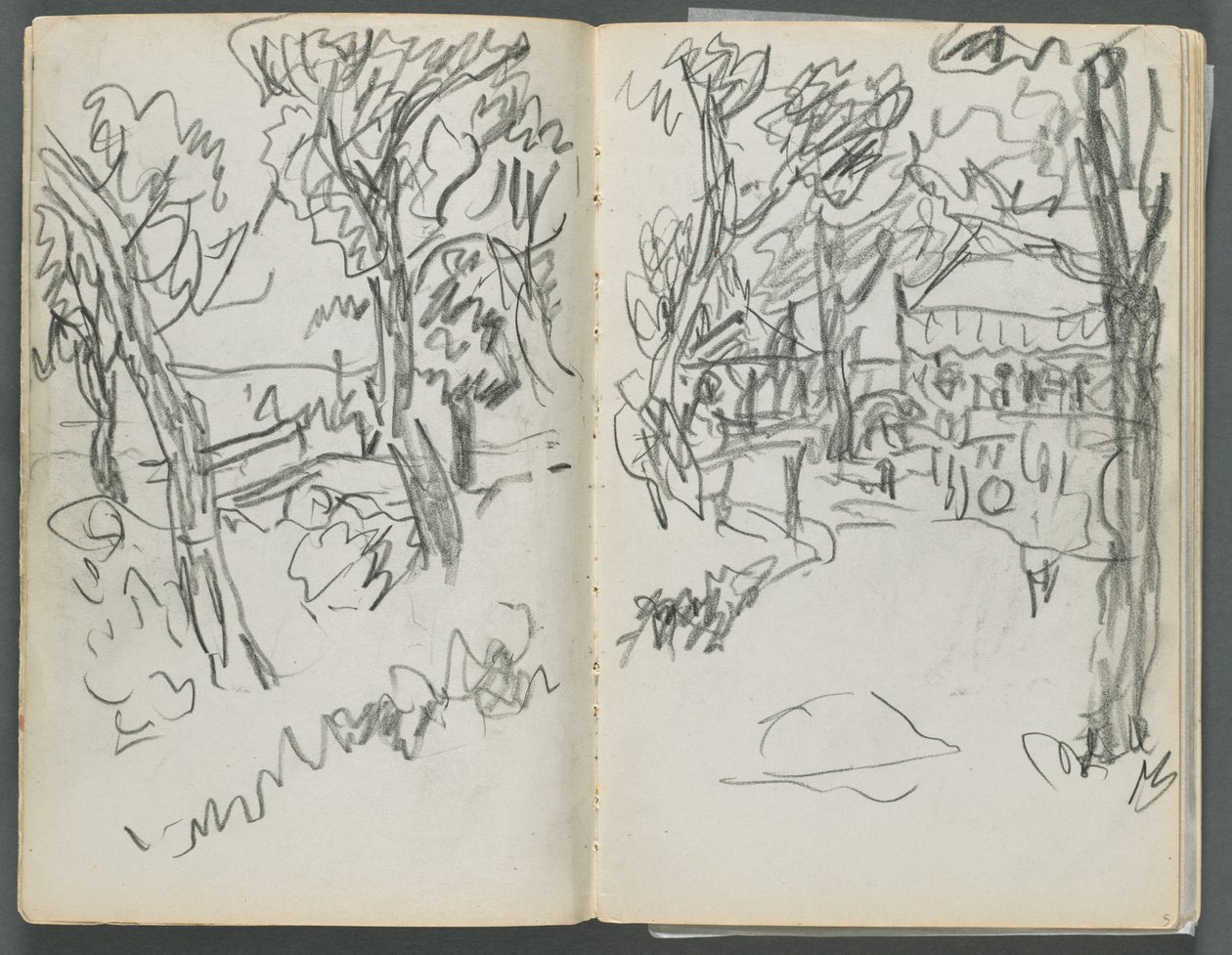 Vázlatfüzet, The Dells, 127. szám, 004. és 5. oldal: Tájkép alkotó: Maurice Prendergast
