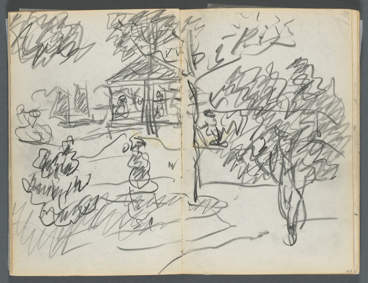 Sketchbook, The Dells, 127. szám, 066. és 67. oldal: Tájkép alkotó: Maurice Prendergast