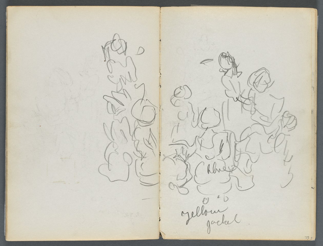Vázlatfüzet, The Dells, 127. szám, 074. és 75. oldal: Ábrák színes jegyzetekkel alkotó: Maurice Prendergast