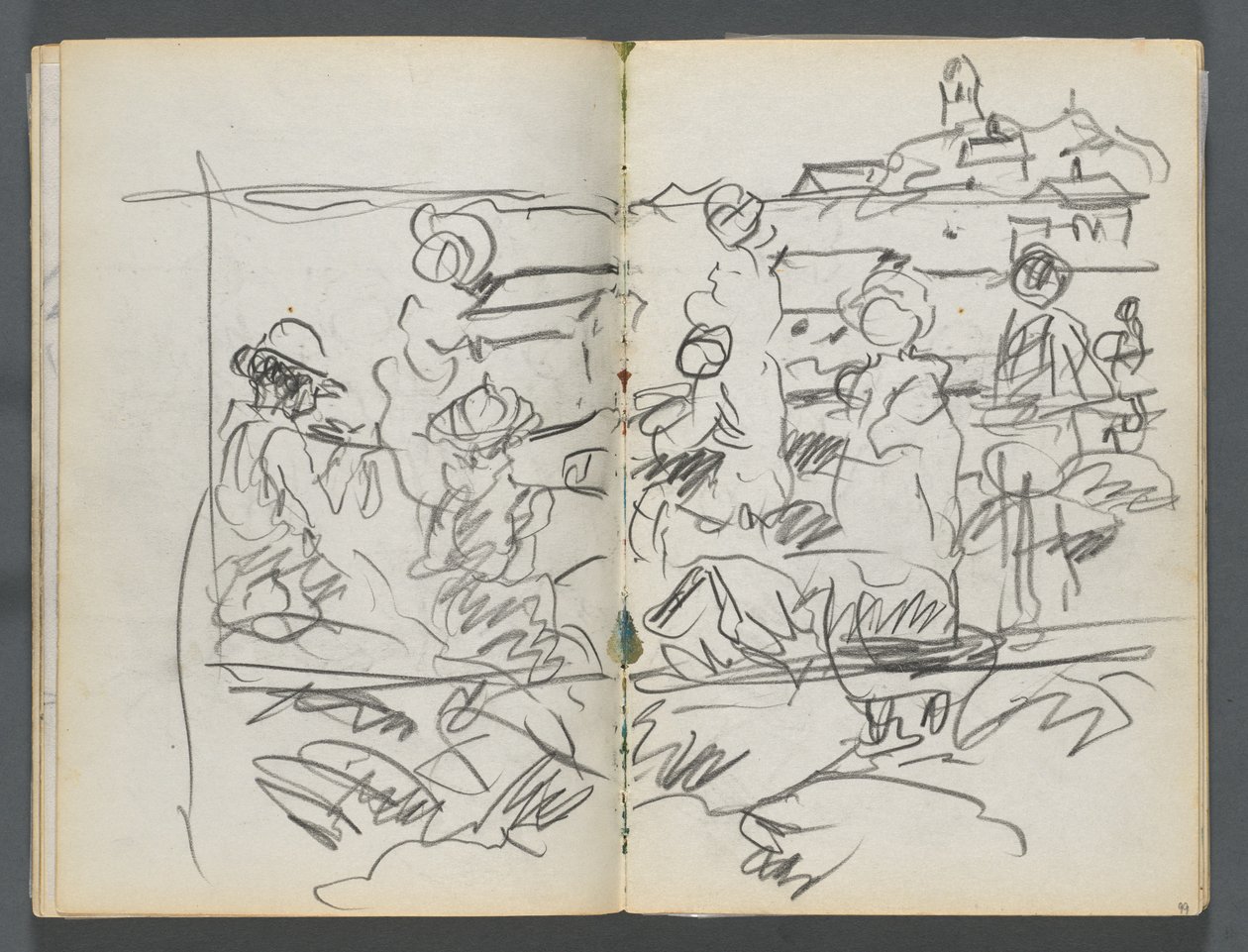 Sketchbook, The Dells, 127. szám, 098. és 99. oldal: Figurák a tájban alkotó: Maurice Prendergast
