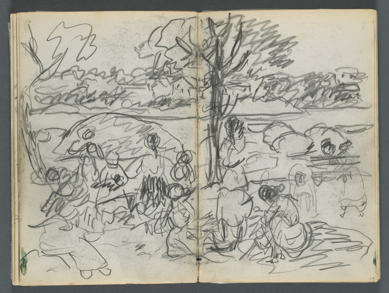 Sketchbook, The Dells, 127. szám, 116. és 117. oldal: Tájképi figura alkotó: Maurice Prendergast