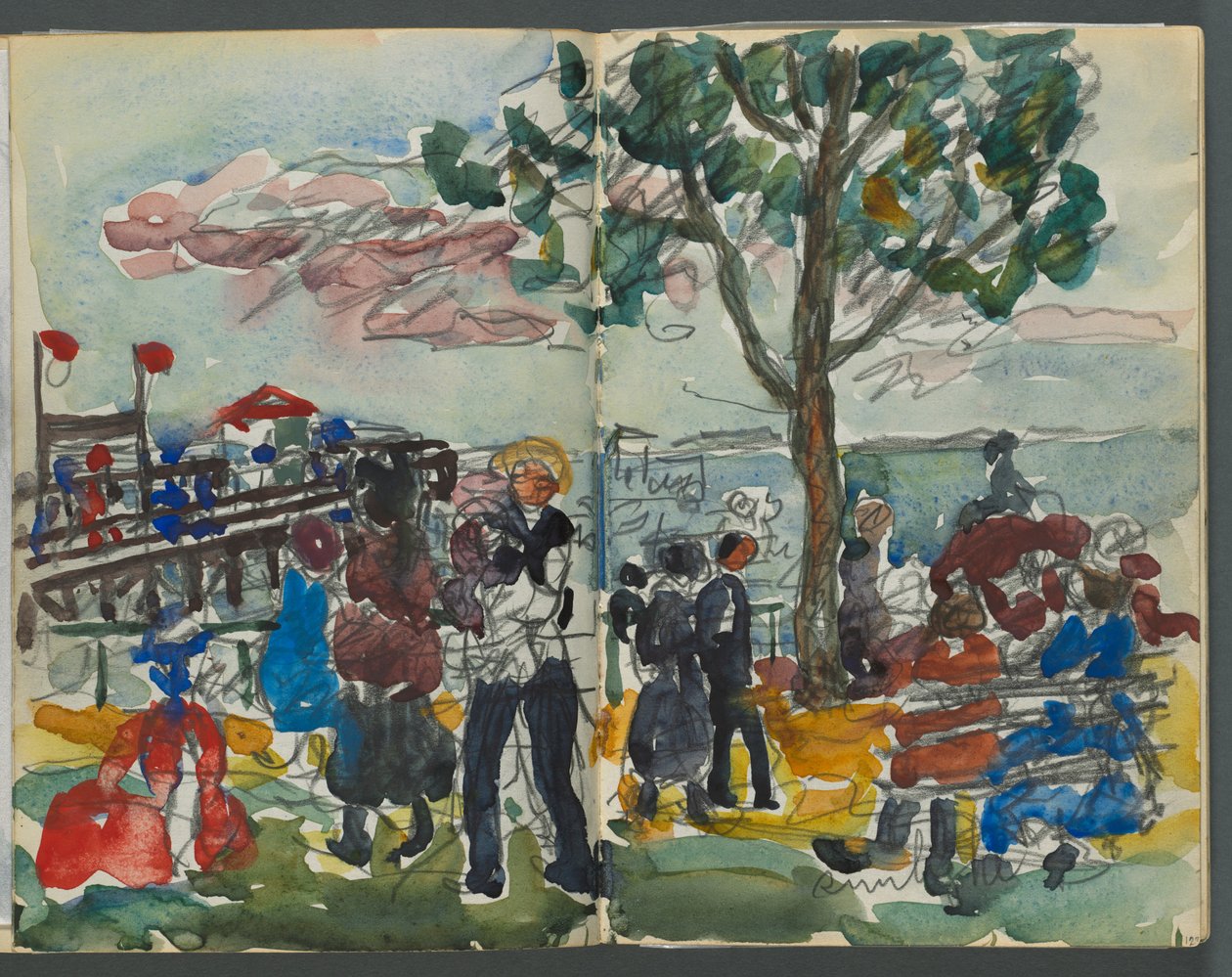 Sketchbook, The Dells, 127. szám, 122. és 123. oldal: Figures on a Coast alkotó: Maurice Prendergast