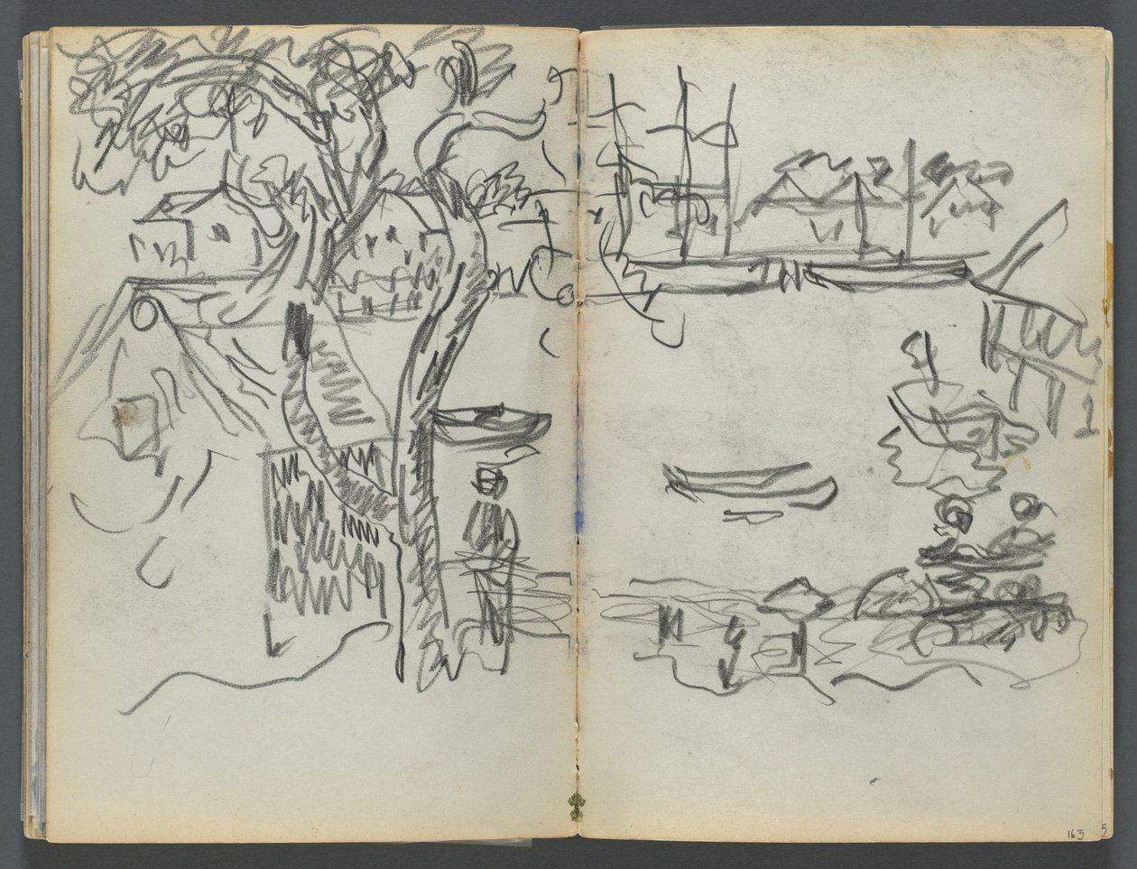 Sketchbook, The Dells, 127. szám, 162. és 163. oldal: Kikötői kilátás alkotó: Maurice Prendergast
