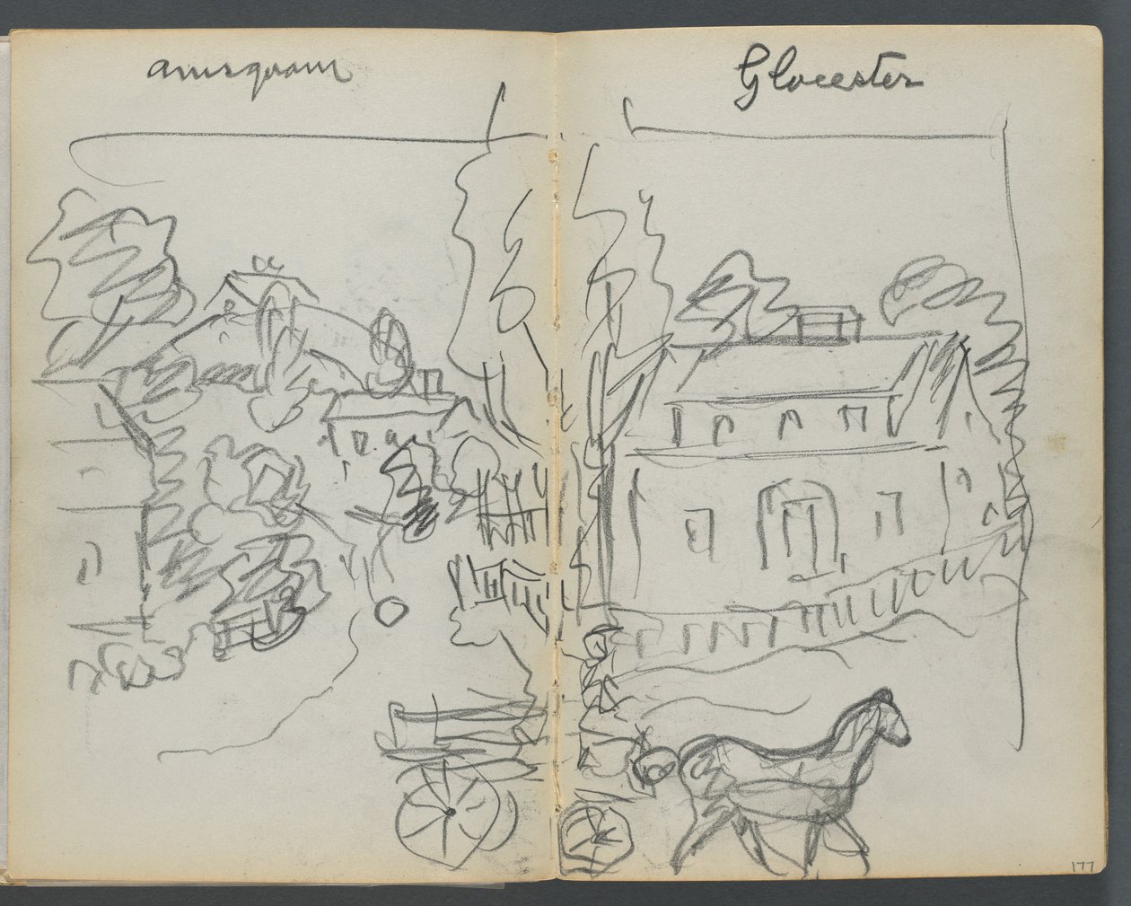 Sketchbook, The Dells, 127. szám, 176. és 177. oldal: "Annisquam - Glocester" alkotó: Maurice Prendergast