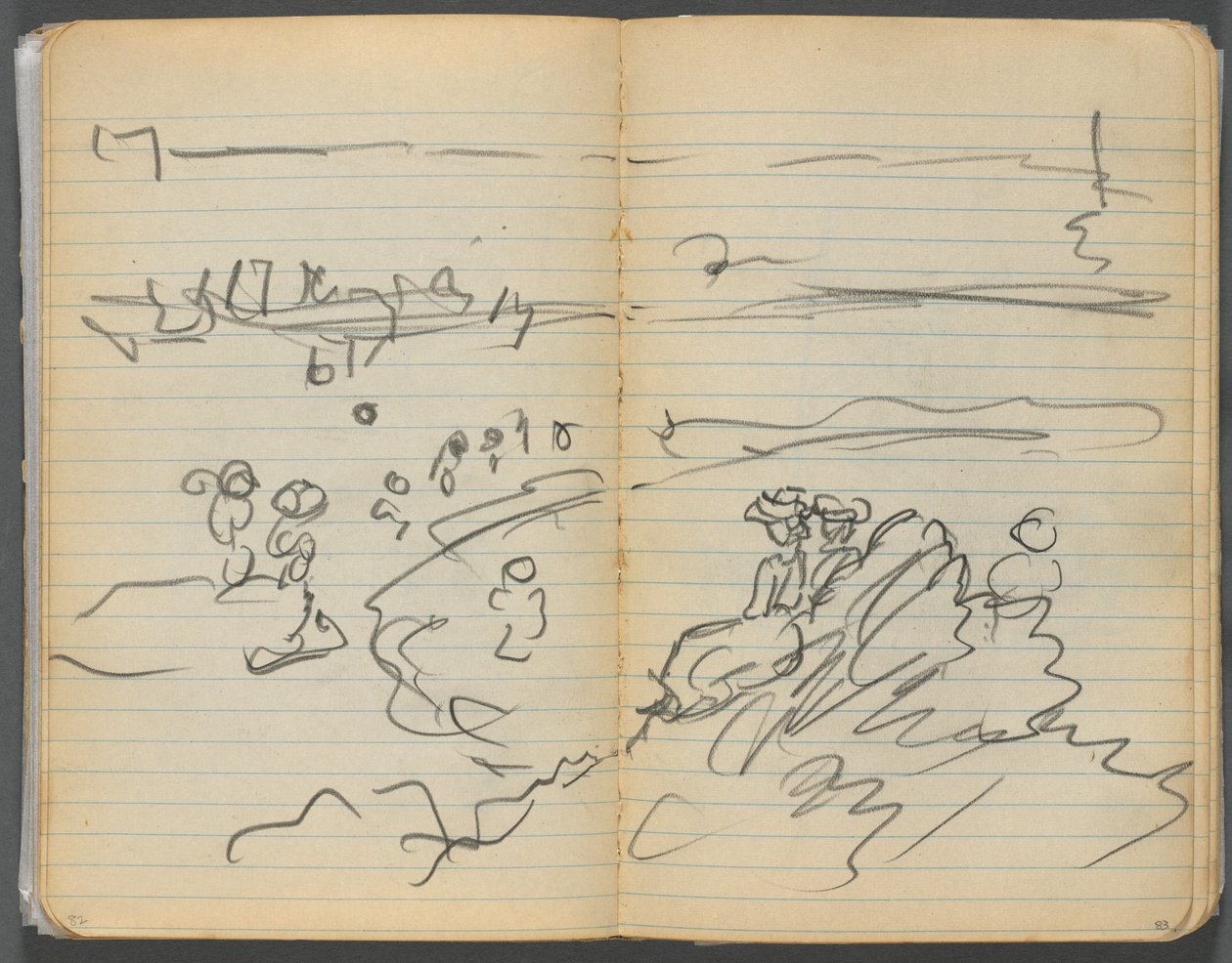 Vázlatfüzet, 082. és 83. oldal: Beach View (tengerparti kilátás) alkotó: Maurice Prendergast