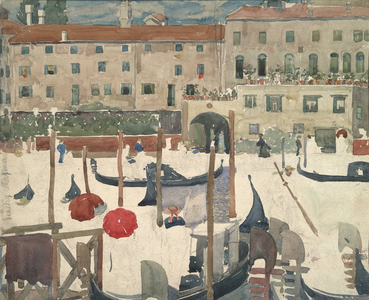 The Quai, Velence (recto); Venetia Marina (fordítva) alkotó: Maurice Brazil Prendergast