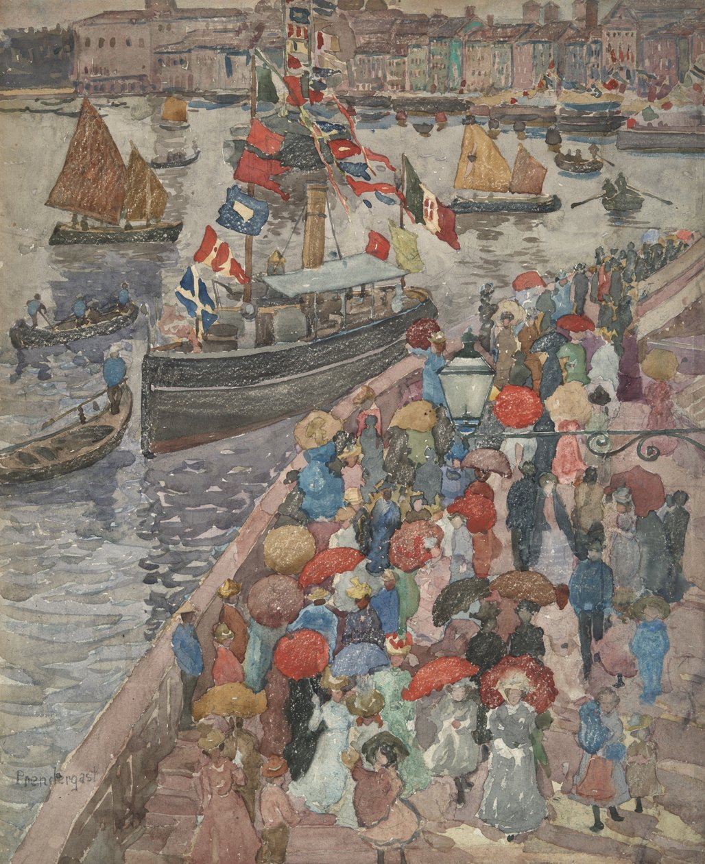 A rakpart, Velence (előlap); Venetia Marina (hátlap) alkotó: Maurice Prendergast