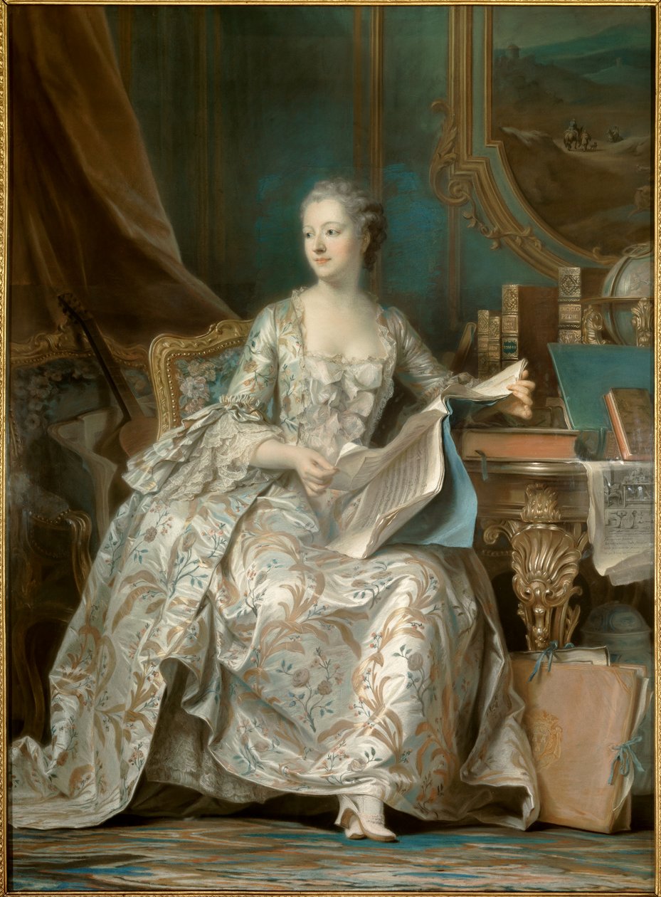 Jeanne Antoinette Poisson, Pompadour márkiné (Madame de Pompadour néven ismert) portréja alkotó: Maurice Quentin de La Tour