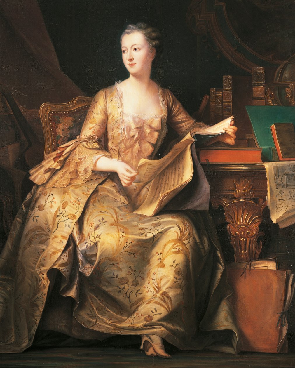 Pompadour márkiné portréja, 1755 körül (festmény) alkotó: Maurice Quentin de La Tour