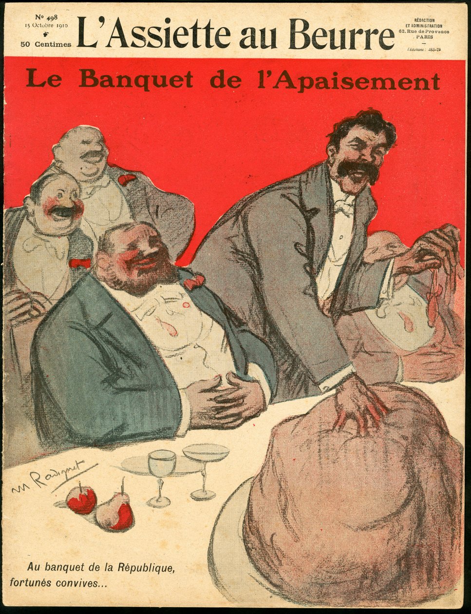 A „L’Assiette au Beurre”, 498. szám borítója, Színes szatirikus alkotó: Maurice Radiguet