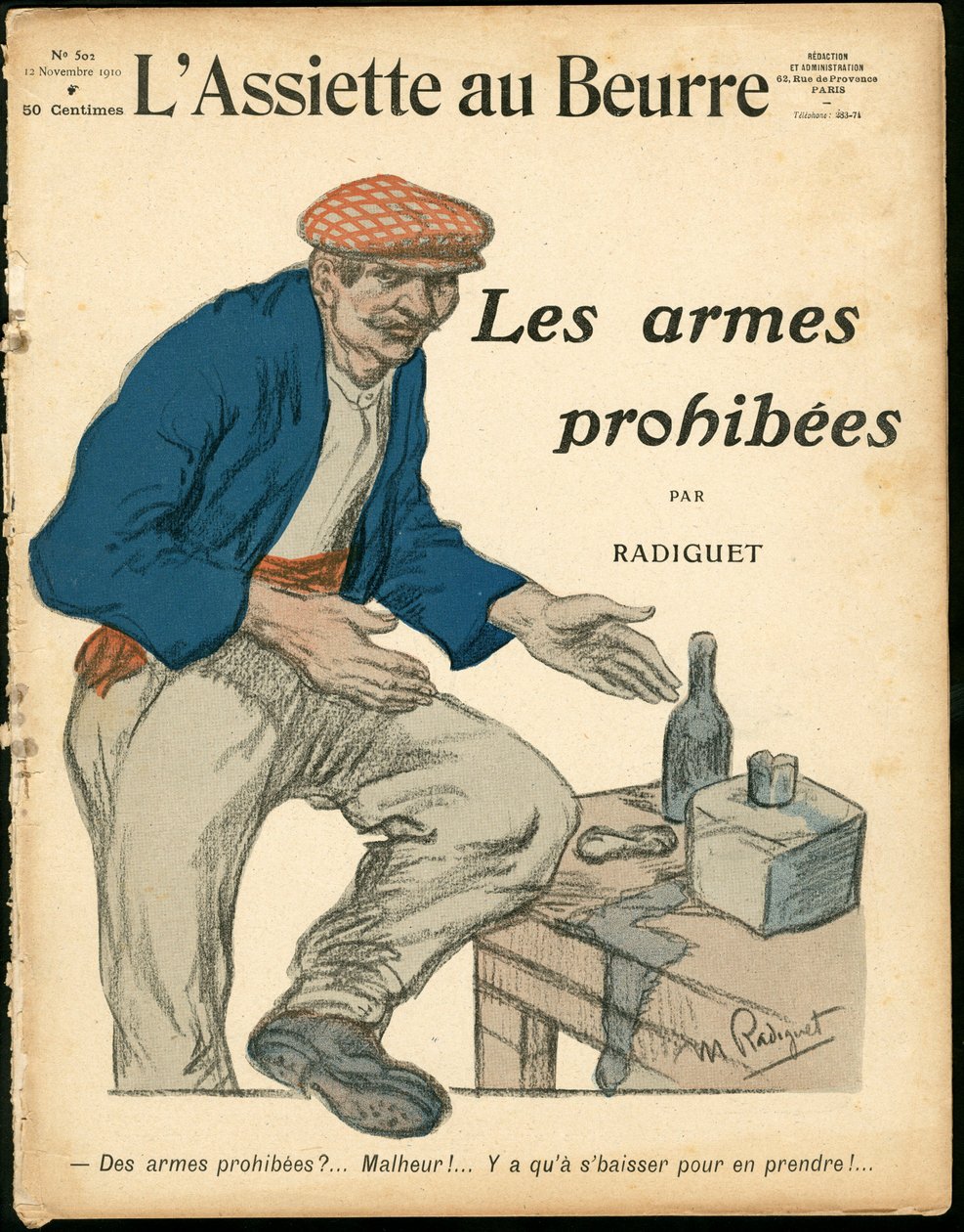 A „L’Assiette au Beurre”, 502. szám borítója, Színes szatirikus alkotó: Maurice Radiguet