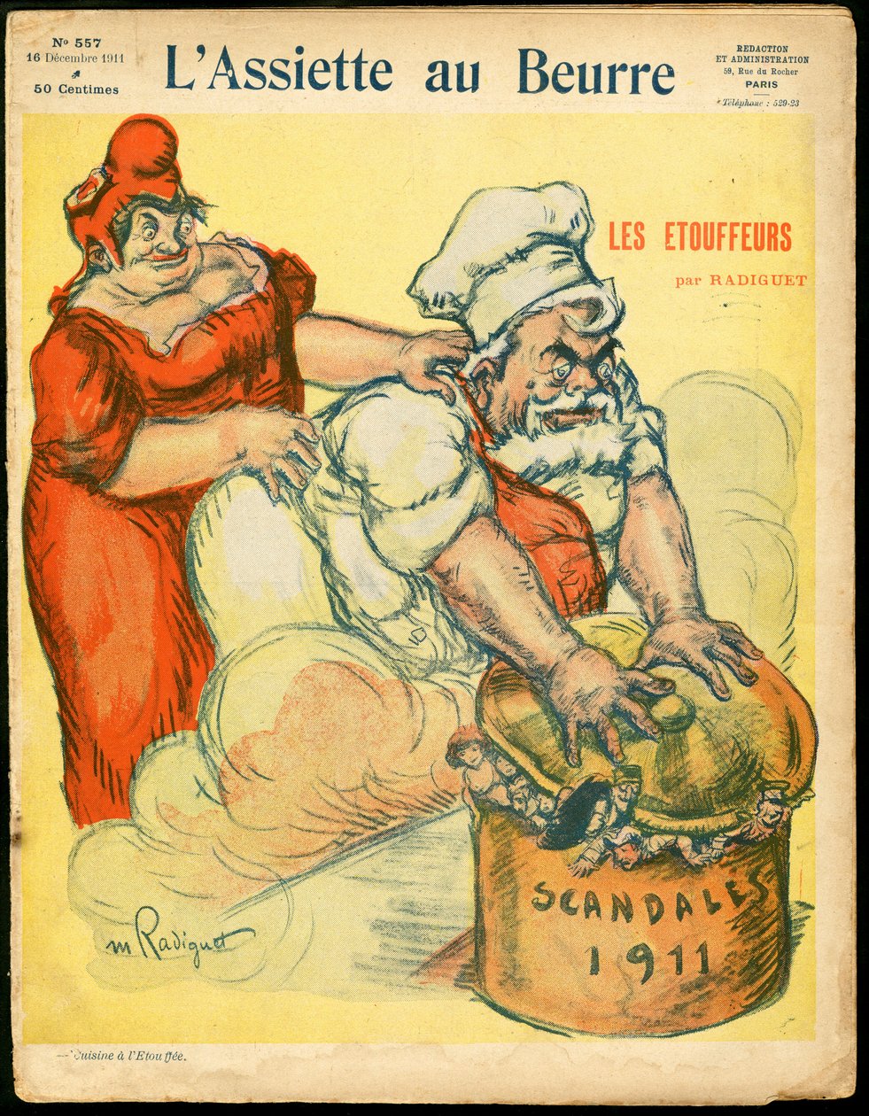A „L’Assiette au Beurre”, 557. szám borítója, Színes szatirikus alkotó: Maurice Radiguet