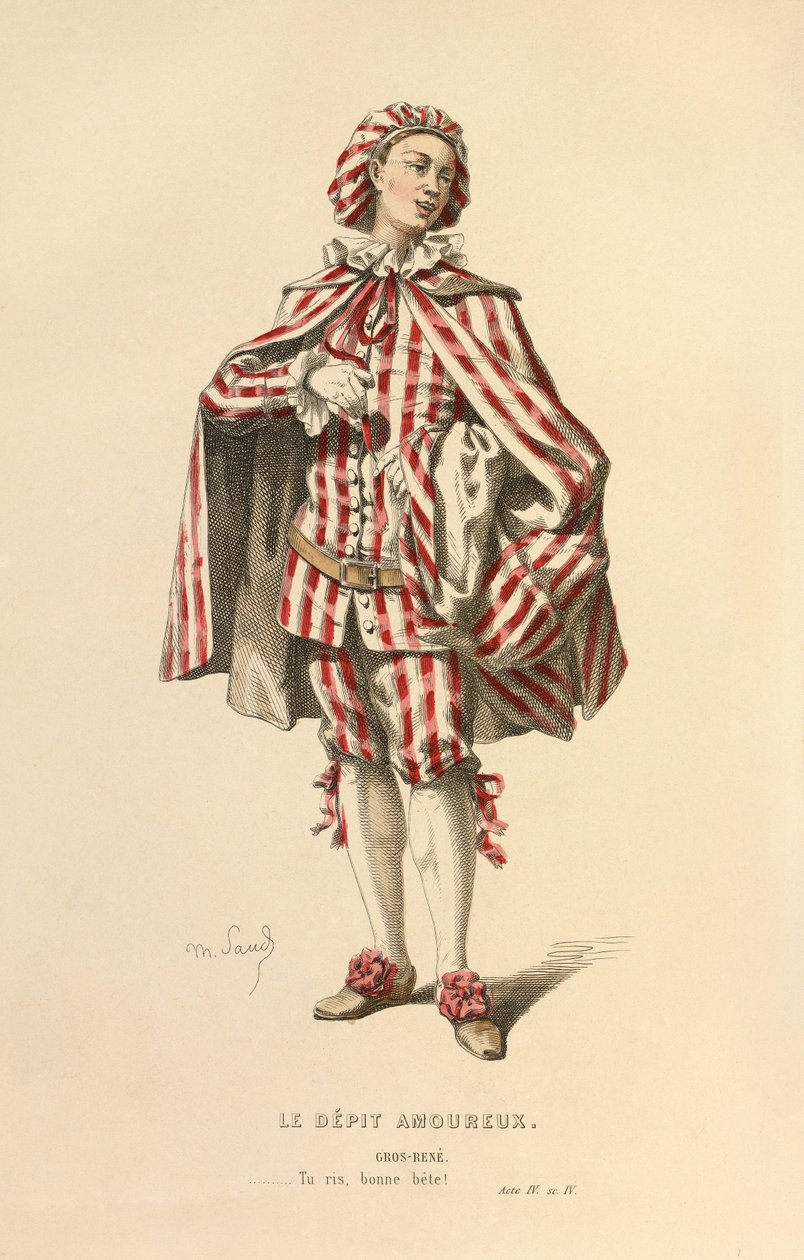 Gros - Rene szerepének jelmeze, 1868 körül (metszet) alkotó: Maurice Sand