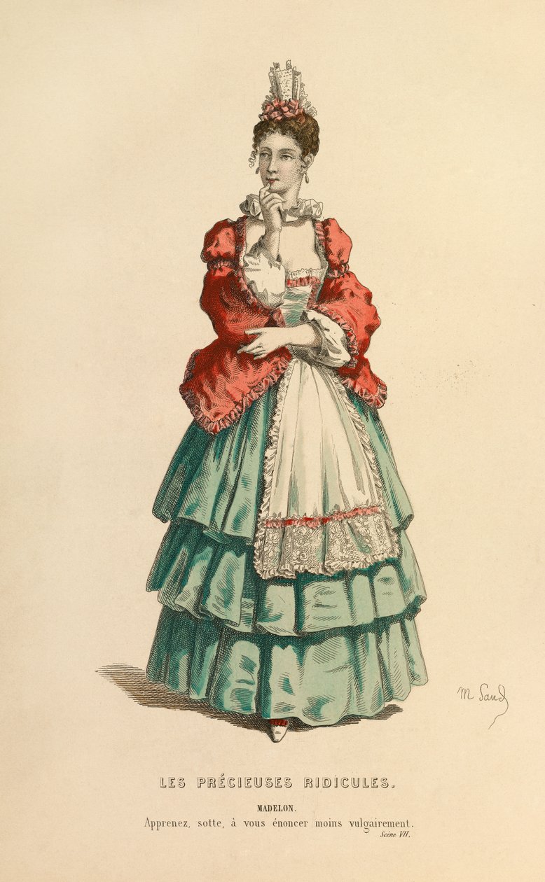 Madelon szerepének jelmeze, 1868 körül (metszet) alkotó: Maurice Sand