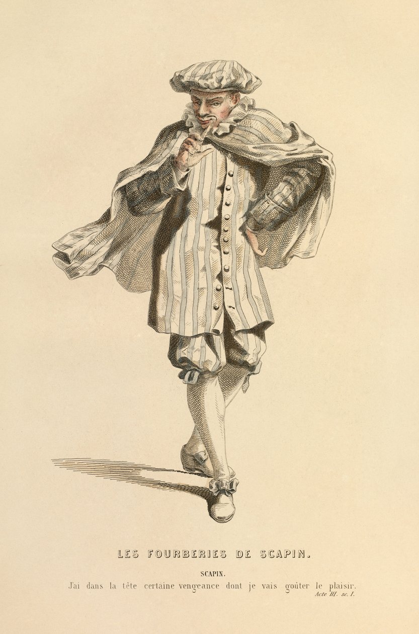 Jelmez Scapin szerepéhez, 1868 körül (metszet) alkotó: Maurice Sand