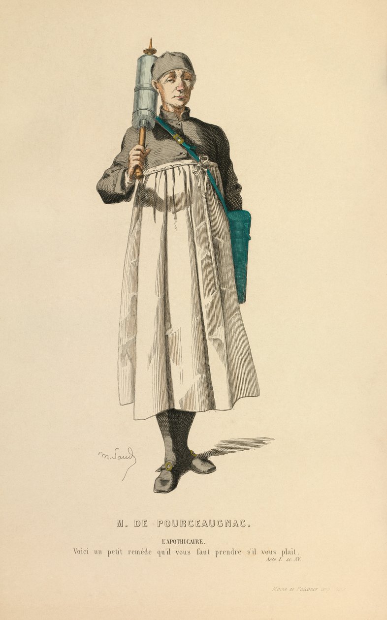 A patikus szerepének megfelelő öltözet, 1868 körül (metszet) alkotó: Maurice Sand