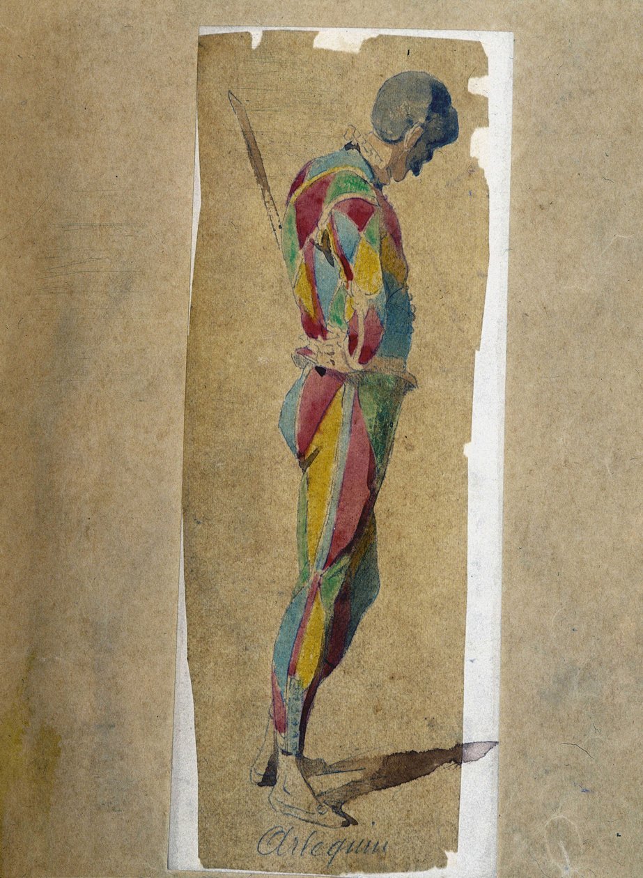 Harlekin, a „” Masques et bouffons” (olasz vígjáték) című filmből, Maurice Sand szövege és rajzai, A. Manceau metszetei, Georges Sand előszó alkotó: Maurice Sand
