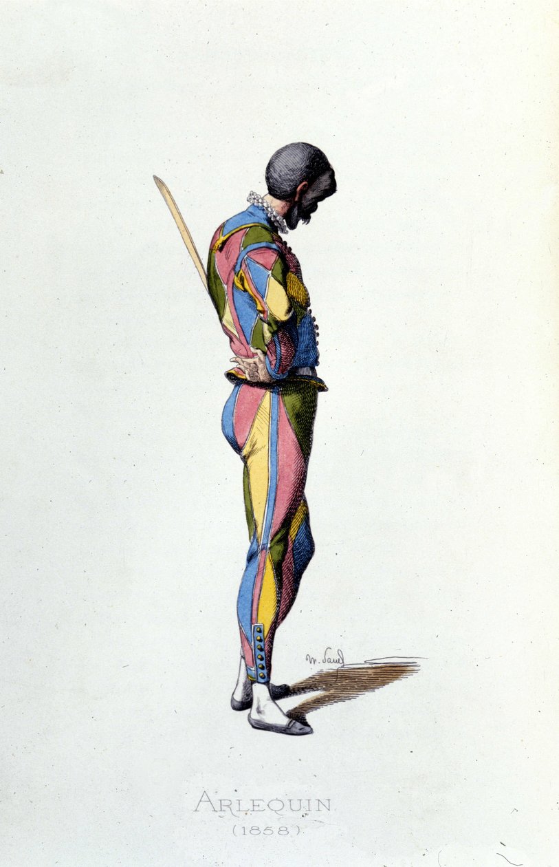 Harlekin 1858-ban. Maurice Sand „” Maszkok és Jesterek”” Párizs 19. század. (Maurice Sand George Sand fia volt) alkotó: Maurice Sand