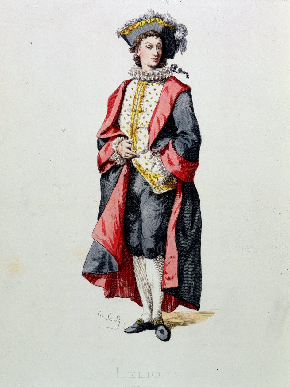 Lelio a „Masques et bouffons”-ból (olasz vígjáték) merít, Maurice Sand (1823-1890) szövegei és rajzai, A. Manceau metszetei, Georges Sand előszó, Párizs, Michel Levy Freres alkotó: Maurice Sand