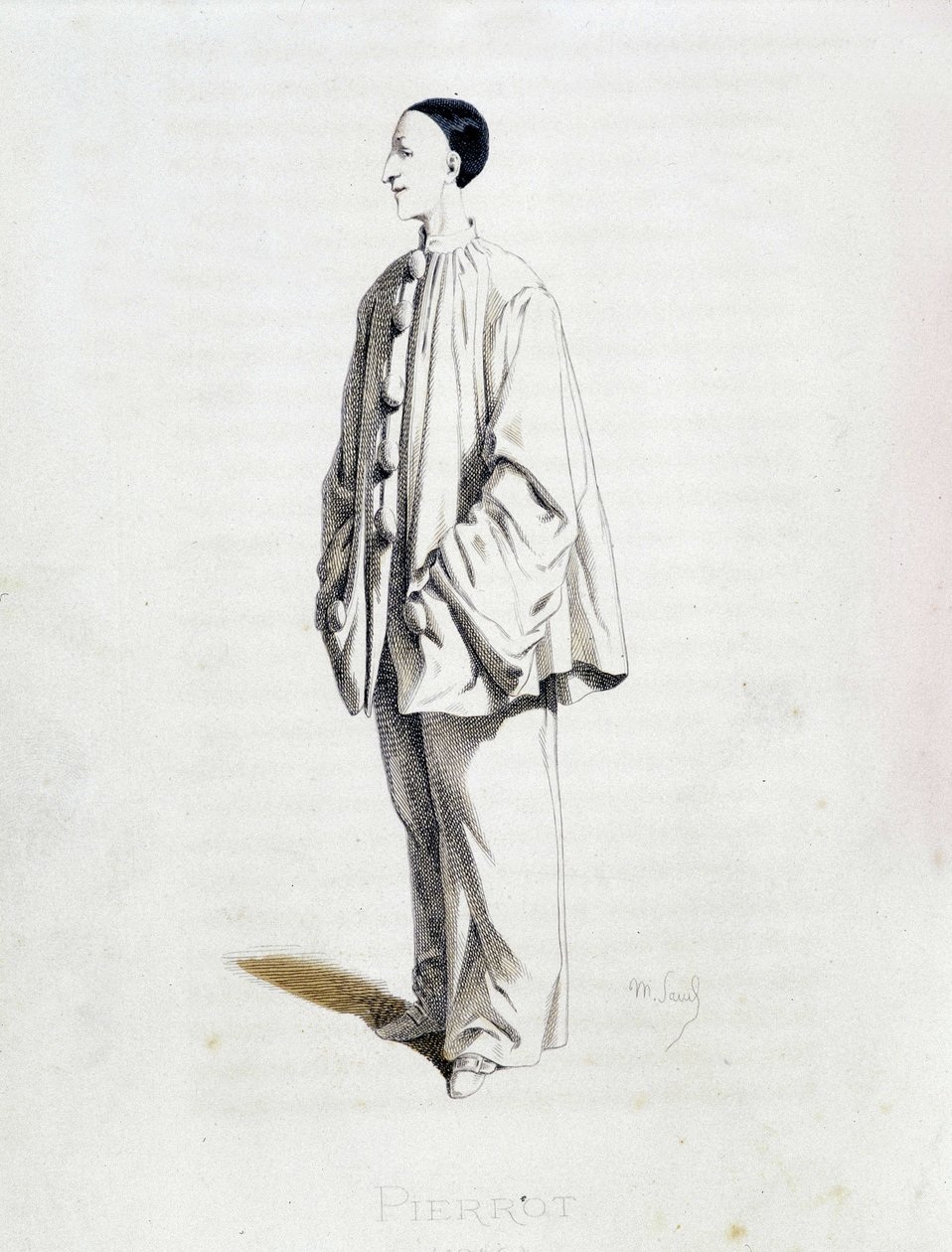 Pierrot a „Masques et bouffons”-ból (olasz vígjáték), Maurice Sand szövege és rajzai, A. Manceau rézkarcai, Georges Sand előszó, Párizs, Michel Lévy Frères alkotó: Maurice Sand