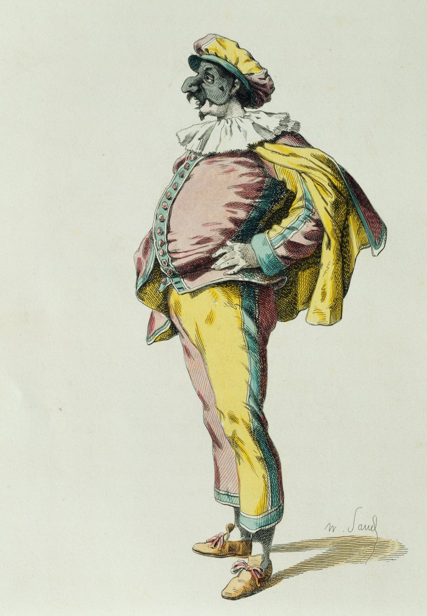 Pulcinella 1685-ben, Maurice Sand (1823-1889) által alkotó: Maurice Sand