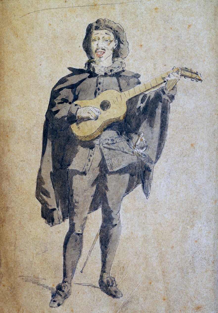 Scaramouche, Maurice Sand (1823-1889) illusztrációja, metszet a Commedia dell