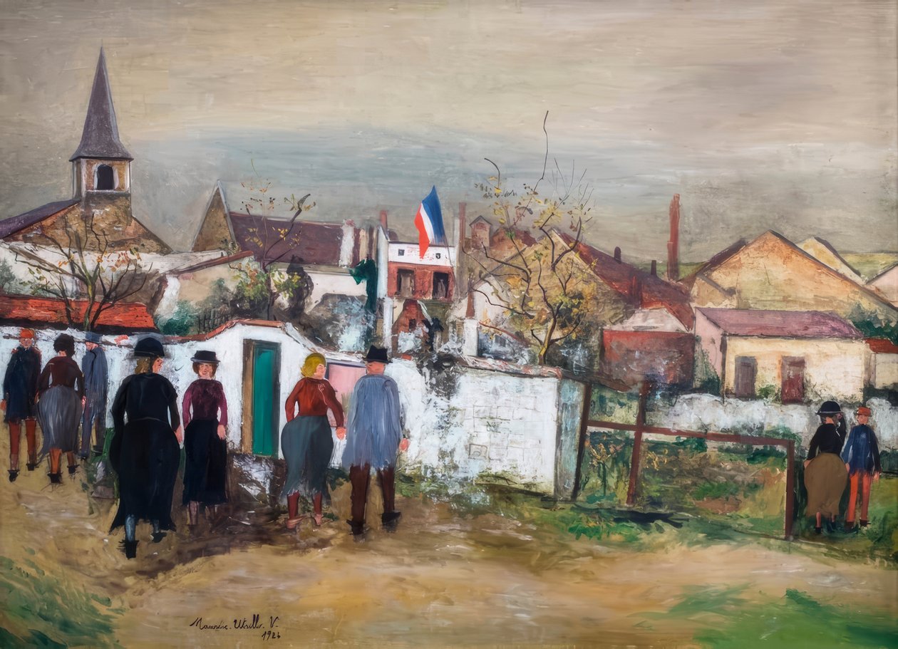 A zászlóval díszített városháza alkotó: Maurice Utrillo
